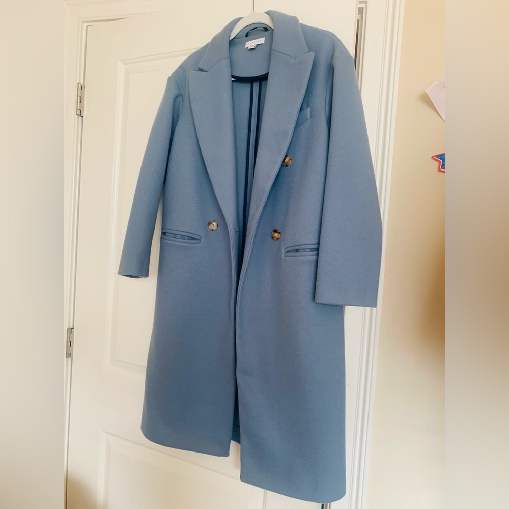 Top shop Double Breasted Pea Coat Size 2 US Denim Blue/Grey Tone